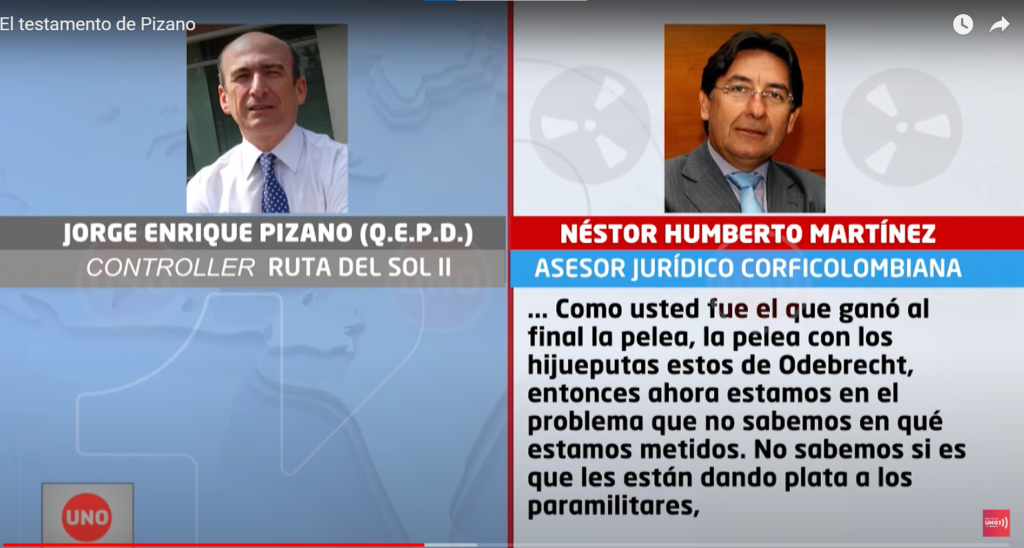 Pantallazo del informe exclusivo del medio colombiano Noticias Uno en el que se develó la polémica conversación.