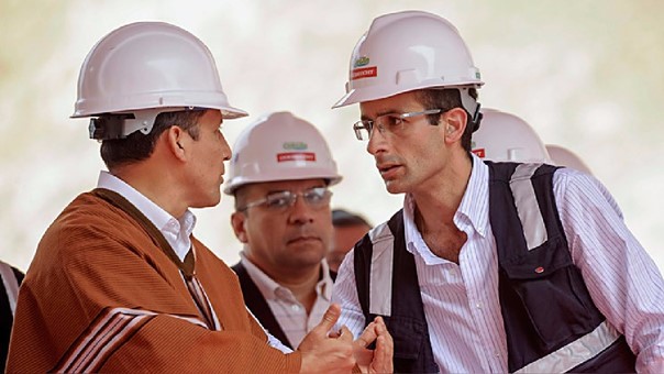 Ollanta Humala y Marcelo Odebrecht, en la central Hidroeléctrica de Chaglla.