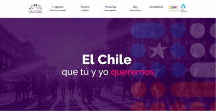 Pantallazo del sitio web de Facilitadores Constitucionales, que utilizaba los colores y logos de la Convención Constitucional