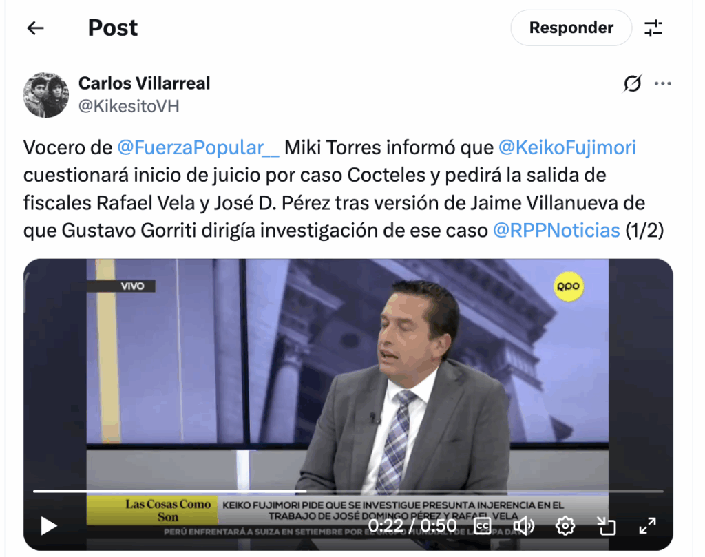 Tuit vocero Fuerza popular