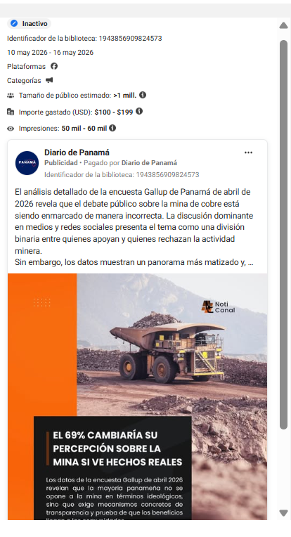 Anuncio de Diario Panamá 10 de mayo